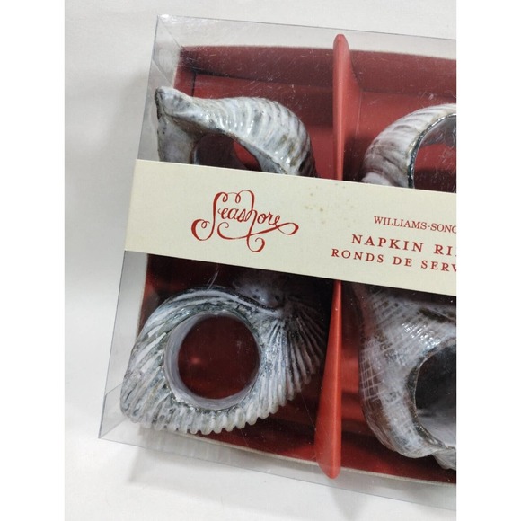 Williams Sonoma Seashore (4) Napkin Rings Sea Shell Beach Nautical Large Holders - Picture 4 of 7